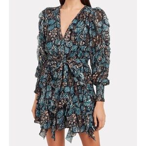 Ulla Johnson Floral Metallic Silk Dress